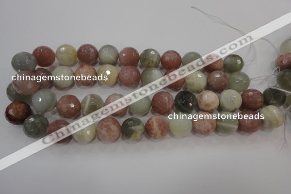 CMS874 15.5 inches 14mm faceted round moonstone gemstone beads