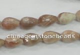 CMS88 15.5 inches 8*12mm faceted teardrop moonstone gemstone beads