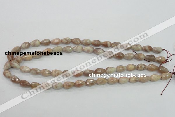 CMS88 15.5 inches 8*12mm faceted teardrop moonstone gemstone beads