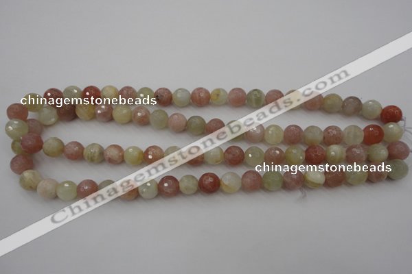 CMS880 15.5 inches 10mm faceted round moonstone gemstone beads