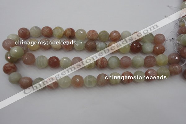 CMS882 15.5 inches 14mm faceted round moonstone gemstone beads