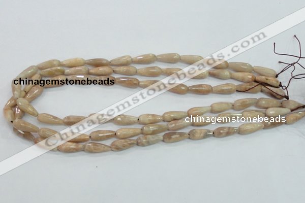 CMS90 15.5 inches 7*18mm faceted teardrop moonstone gemstone beads