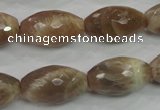 CMS93 15.5 inches 13*22mm faceted rice moonstone gemstone beads