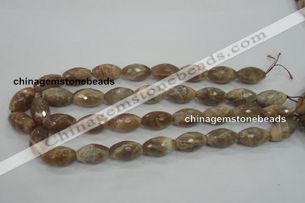 CMS93 15.5 inches 13*22mm faceted rice moonstone gemstone beads