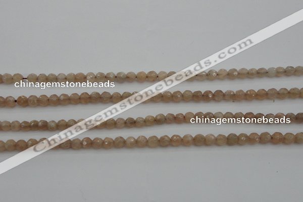 CMS940 15.5 inches 4mm faceted round A grade moonstone gemstone beads