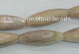 CMS95 15.5 inches 10*30mm faceted rice moonstone gemstone beads