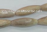 CMS95 15.5 inches 10*30mm faceted rice moonstone gemstone beads