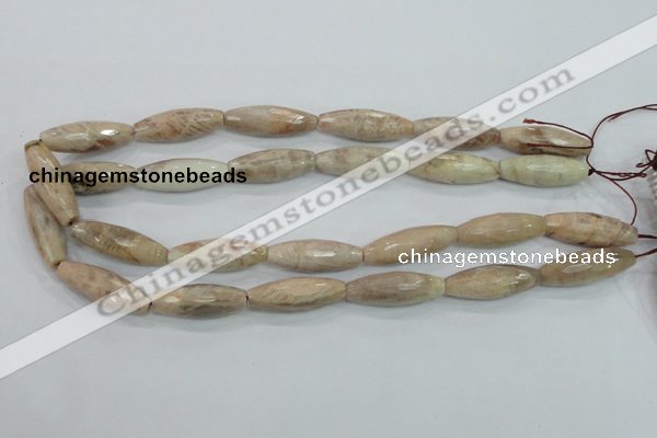 CMS95 15.5 inches 10*30mm faceted rice moonstone gemstone beads