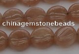 CMS956 15.5 inches 8mm flat round A grade moonstone beads