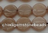 CMS957 15.5 inches 10mm flat round A grade moonstone beads