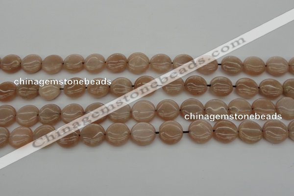 CMS957 15.5 inches 10mm flat round A grade moonstone beads