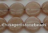 CMS958 15.5 inches 12mm flat round A grade moonstone beads