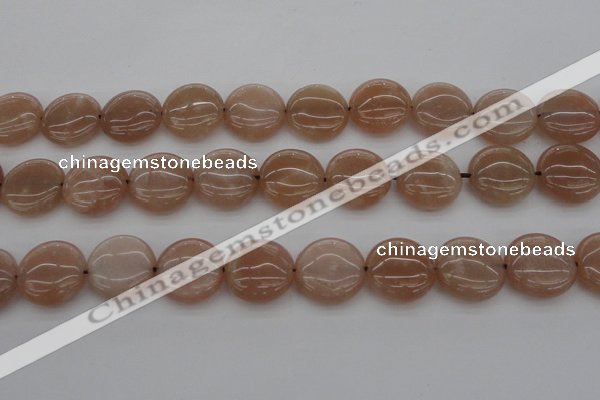 CMS959 15.5 inches 14mm flat round A grade moonstone beads