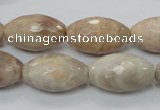 CMS96 15.5 inches 13*22mm faceted rice moonstone gemstone beads