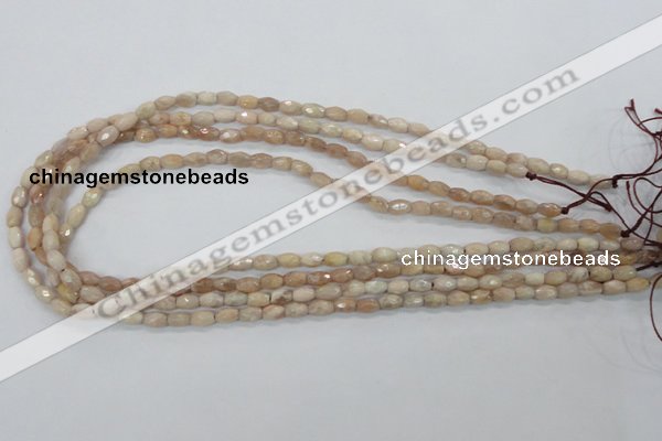 CMS99 15.5 inches 5*7mm faceted rice moonstone gemstone beads