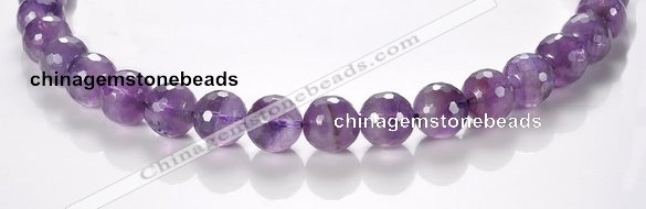 CNA08 12mm faceted round A- grade natural amethyst quartz beads