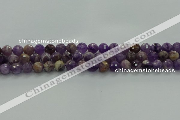 CNA1012 15.5 inches 8mm faceted round dogtooth amethyst beads