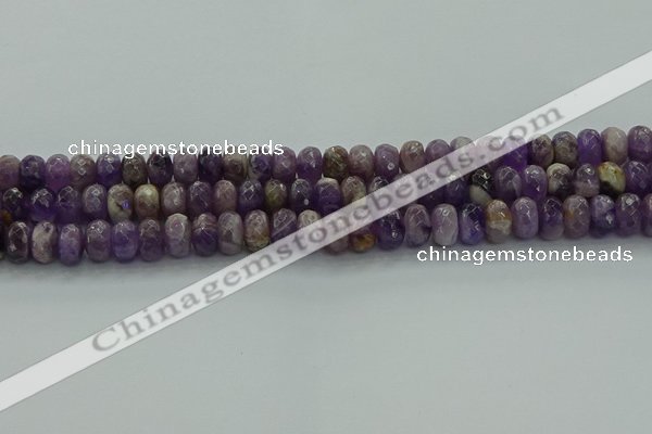 CNA1030 15.5 inches 6*10mm faceted rondelle dogtooth amethyst beads