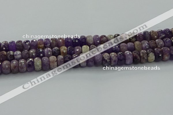 CNA1031 15.5 inches 7*12mm faceted rondelle dogtooth amethyst beads