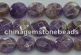 CNA1044 15.5 inches 10mm faceted coin dogtooth amethyst beads