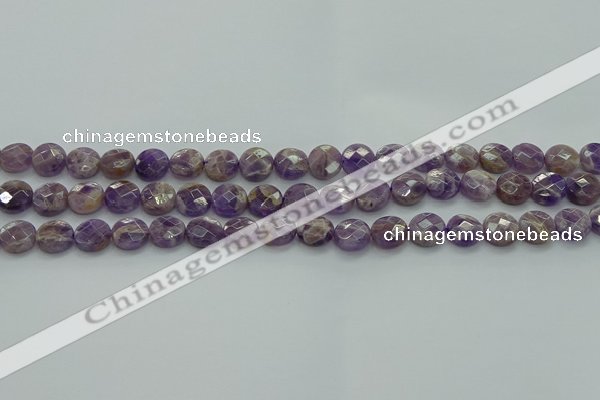 CNA1044 15.5 inches 10mm faceted coin dogtooth amethyst beads