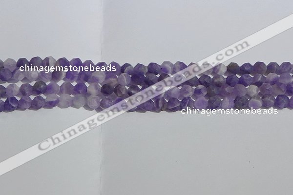 CNA1076 15.5 inches 6mm faceted nuggets matte dogtooth amethyst beads