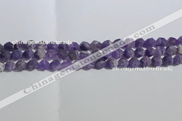 CNA1077 15.5 inches 8mm faceted nuggets matte dogtooth amethyst beads