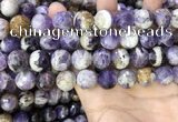 CNA1091 15.5 inches 14mm faceted round dogtooth amethyst beads