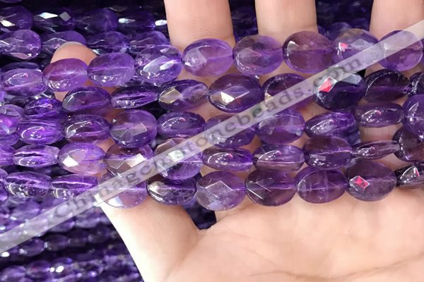 CNA1106 15.5 inches 10*12mm faceted oval amethyst gemstone beads