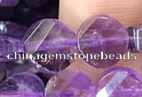 CNA1108 15.5 inches 8mm twisted & faceted coin amethyst beads