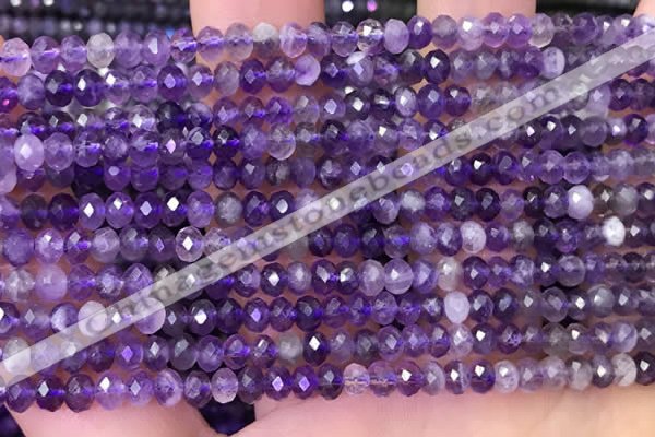 CNA1117 15.5 inches 3*4mm faceted rondelle amethyst beads wholesale