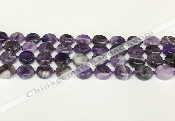 CNA1120 15.5 inches 14mm flat round dogtooth amethyst beads