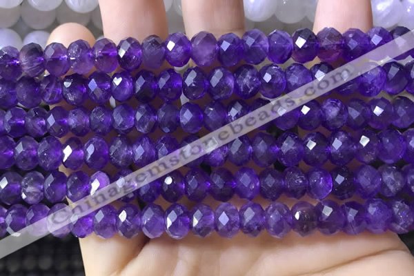 CNA1134 15.5 inches 6*8mm faceted rondelle amethyst gemstone beads