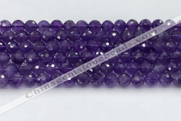 CNA1172 15.5 inches 8mm faceted round natural amethyst beads