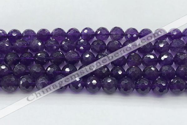 CNA1177 15.5 inches 10mm faceted round natural amethyst beads