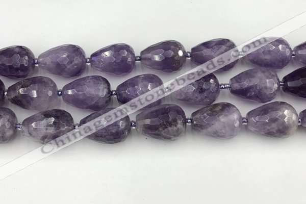 CNA1181 15.5 inches 15*20mm faceted teardrop amethyst beads