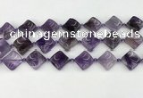 CNA1188 15.5 inches 15*15mm twisted diamond amethyst beads