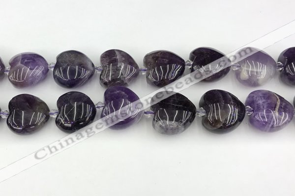 CNA1191 15.5 inches 20*20mm heart amethyst beads wholesale