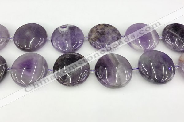 CNA1196 15.5 inches 40mm flat round amethyst beads wholesale