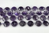 CNA1200 15.5 inches 16mm faceted coin amethyst beads wholesale