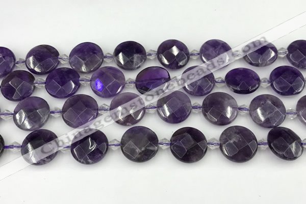 CNA1200 15.5 inches 16mm faceted coin amethyst beads wholesale