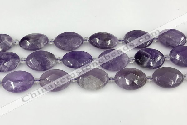 CNA1202 15.5 inches 18*25mm faceted oval amethyst beads