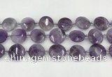 CNA1204 15.5 inches 20mm faceted coin amethyst beads wholesale