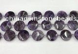 CNA1205 15.5 inches 20mm faceted coin amethyst gemstone beads