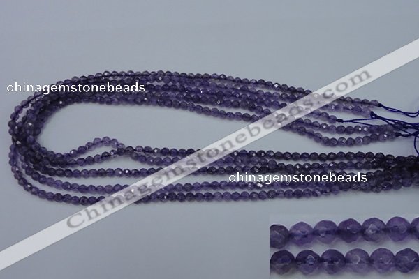 CNA250 15.5 inches 4mm faceted round natural amethyst beads