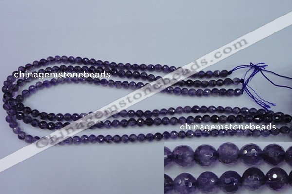 CNA251 15.5 inches 6mm faceted round natural amethyst beads