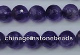 CNA254 15.5 inches 12mm faceted round natural amethyst beads