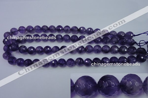 CNA254 15.5 inches 12mm faceted round natural amethyst beads