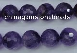 CNA255 15.5 inches 14mm faceted round natural amethyst beads