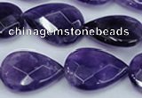 CNA264 15.5 inches 18*25mm faceted flat teardrop natural amethyst beads